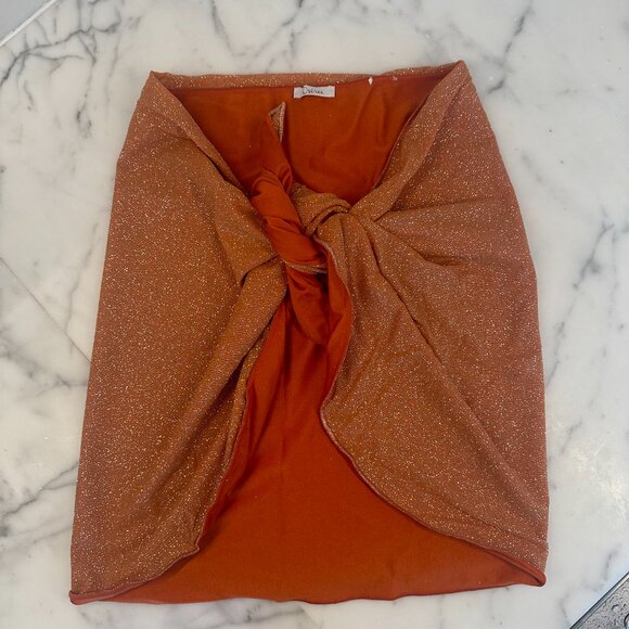 Oseree Orange Shine Wrap Miniskirt Cover Up OSÉREE - Picture 4 of 8